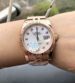 Replica Diamond Rolex Datejust White MOP Dial Rose Gold Jubilee Watches 36mm